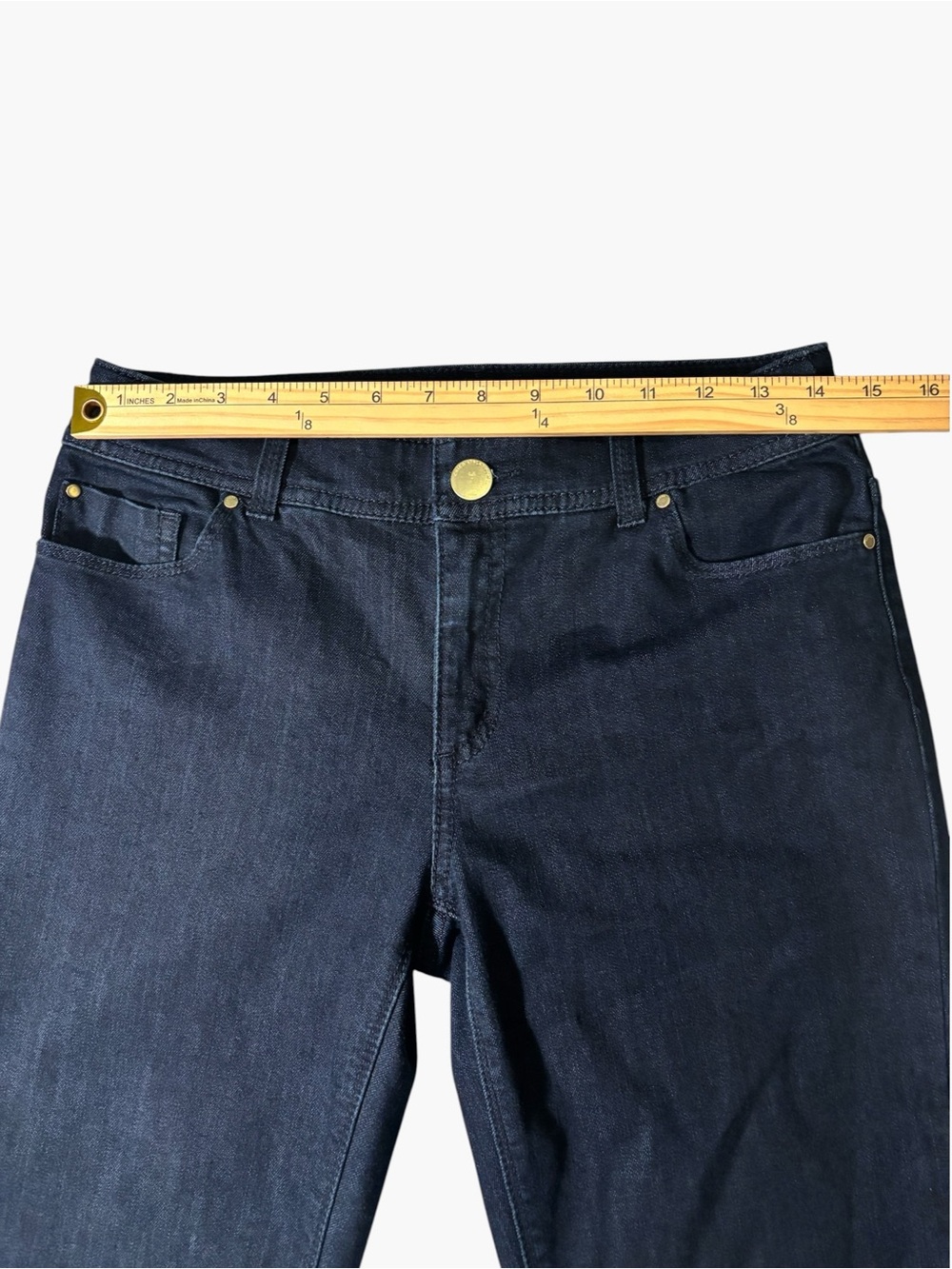 Chico’s Platinum Dark Wash Straight Leg Jeans Size 0 Short Stretch Casual - Picture 14 of 16